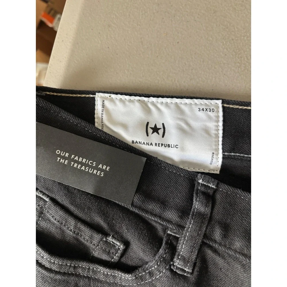 Banana Republic Mens Tapered Organic Denim Jeans Black Wash 34x30 769271-00 NWT